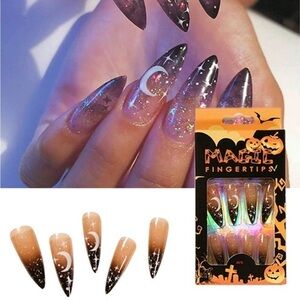 Halloween Nails Set Long‎ Press Fake Nails Tips